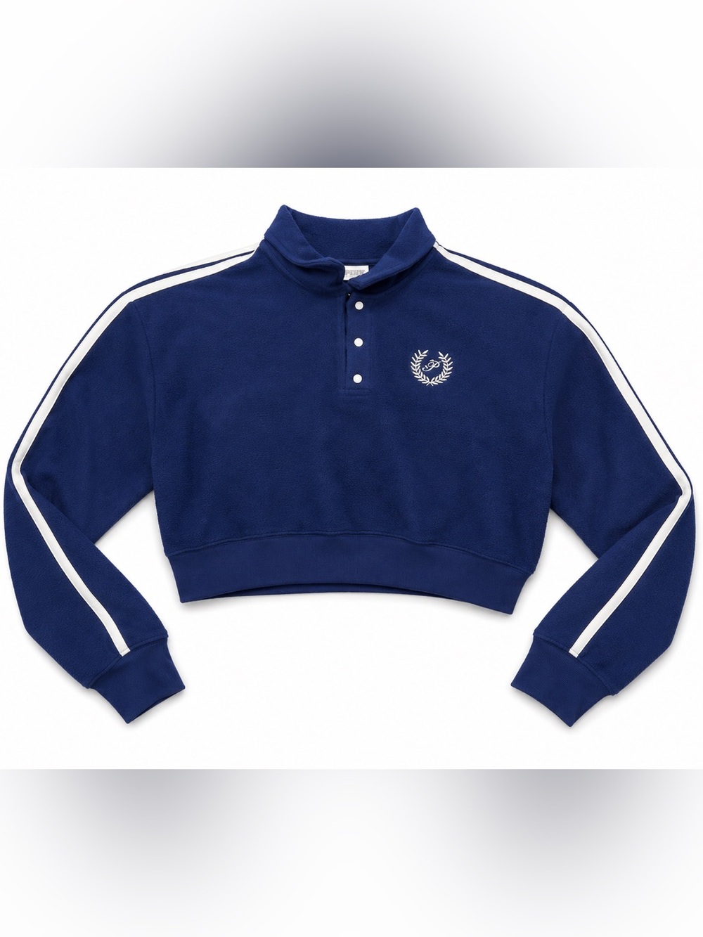 PINK Victoria's Secret Navy Blue Cropped Pullover with White Stripes